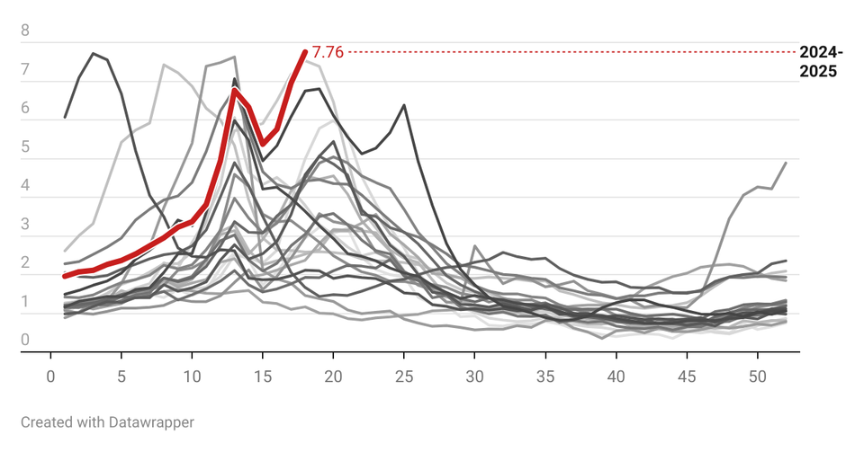 Flu activity increases again